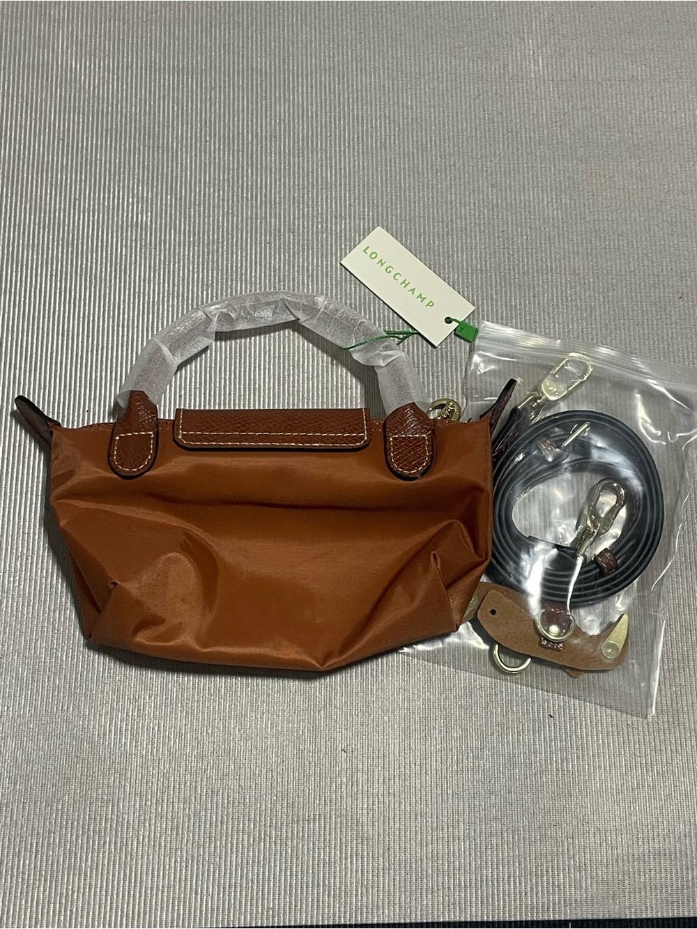 Longchamp Small Mini Le Pliage Top-Handle Bag in Brown - Picture 4 of 5